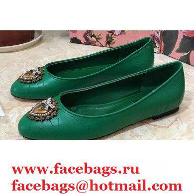 Dolce & Gabbana Leather Devotion Flats Slippers Green 2021 - Click Image to Close